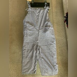 MISSLOOK White and Navy Striped Tie-Shoulder Jumpsuit